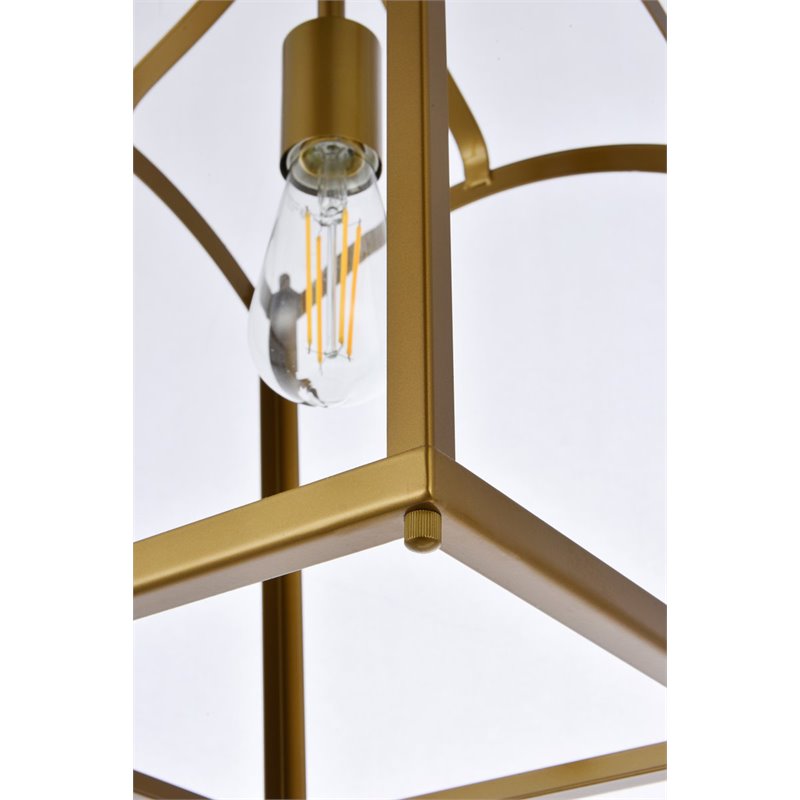 Living District Janet 1-Light Mid-Century Metal Flush Mount in Brass