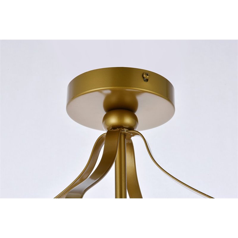 Living District Janet 1-Light Mid-Century Metal Flush Mount in Brass