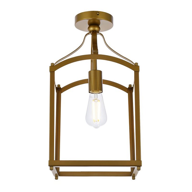 Living District Janet 1-Light Mid-Century Metal Flush Mount in Brass