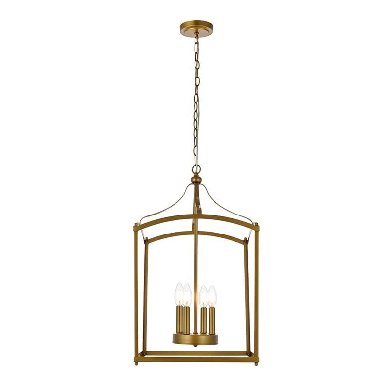 Living District Janet 4-Light Mid-Century Metal Pendant in Brass