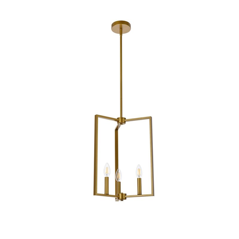 Living District Vino 3-Light Mid-Century Metal Pendant in Brass