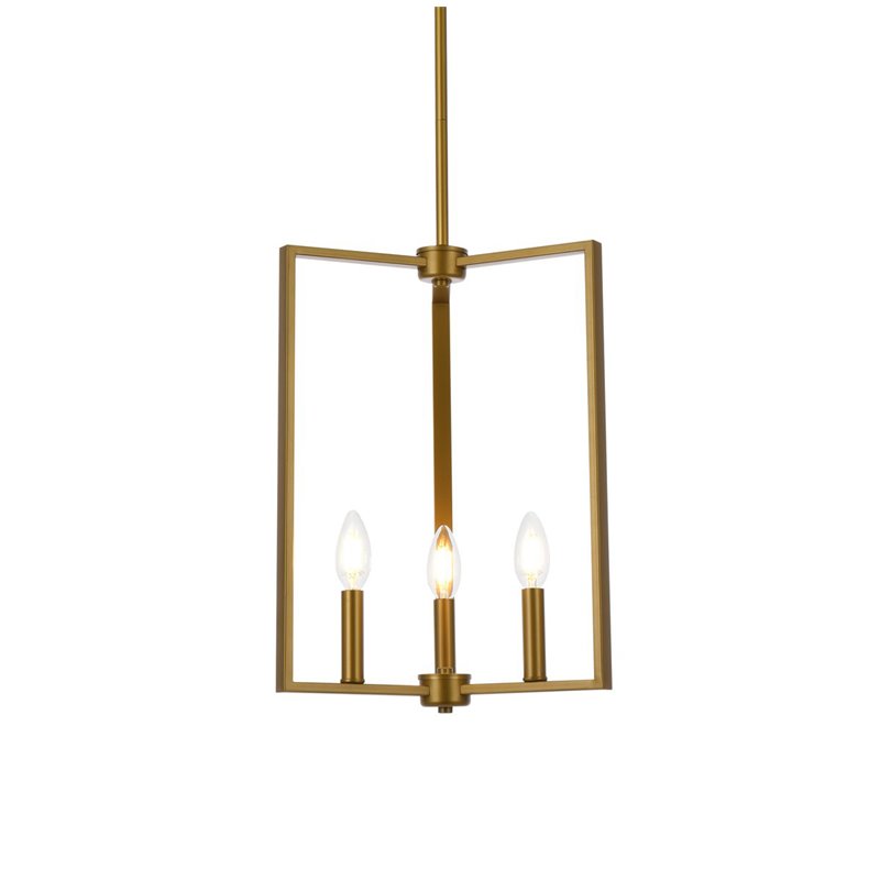 Living District Vino 3-Light Mid-Century Metal Pendant in Brass