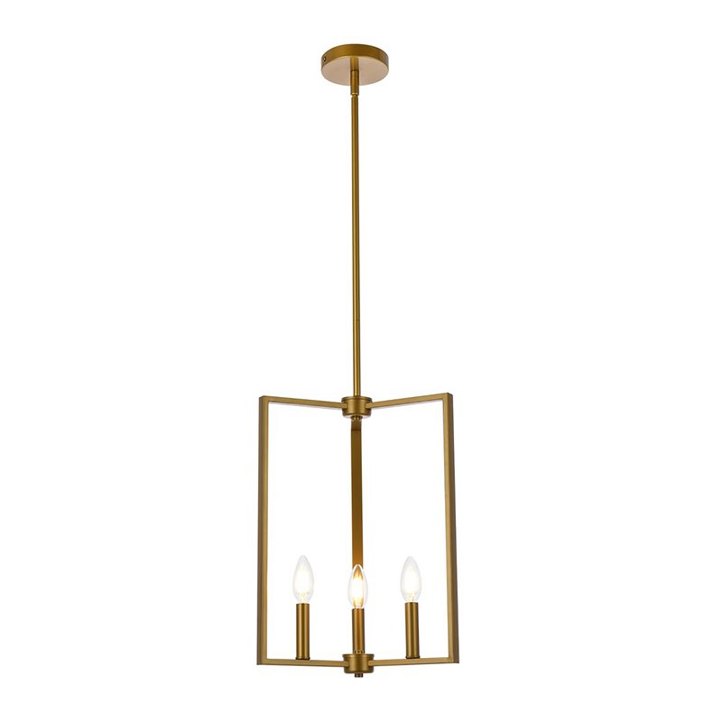 Living District Vino 3-Light Mid-Century Metal Pendant in Brass