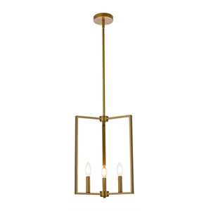Living District Vino 3-Light Mid-Century Metal Pendant in Brass