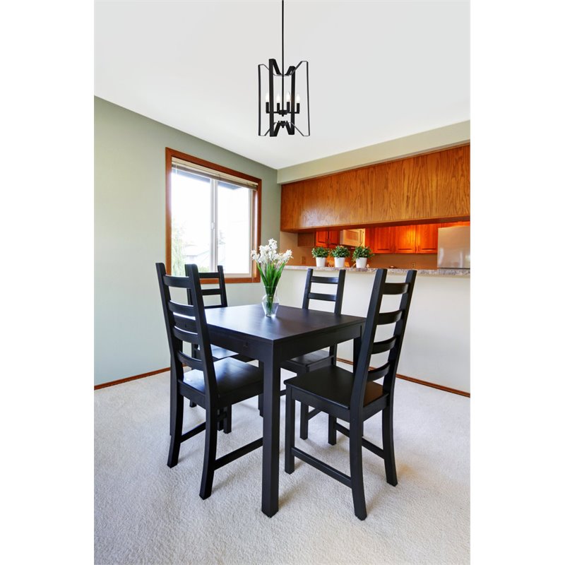 Living District Hoffman 4-Light Mid-Century Metal Pendant in Black