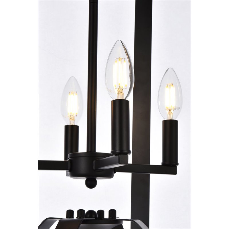Living District Hoffman 4-Light Mid-Century Metal Pendant in Black