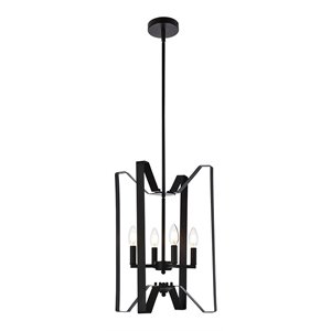 Living District Hoffman 4-Light Mid-Century Metal Pendant in Black