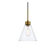 Living District Mera 1-Light Mid-Century Metal Pendant in Brass and Clear