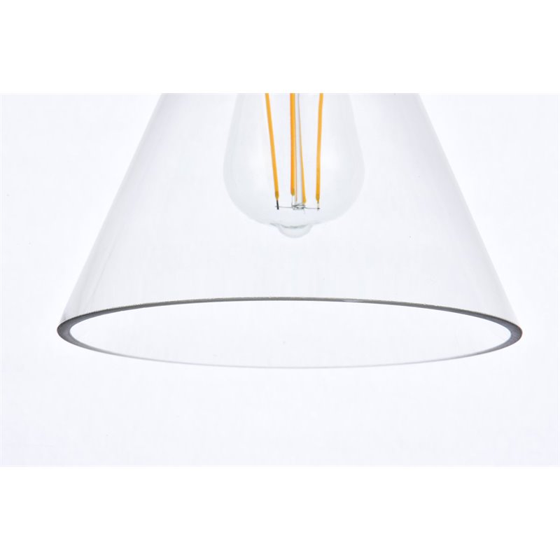 Living District Mera 1-Light Mid-Century Metal Pendant in Brass and Clear