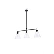 Living District Mera 3-Light Mid-Century Metal Pendant in Black and Clear