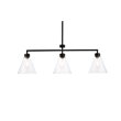 Living District Mera 3-Light Mid-Century Metal Pendant in Black and Clear