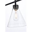 Living District Mera 3-Light Mid-Century Metal Pendant in Black and Clear