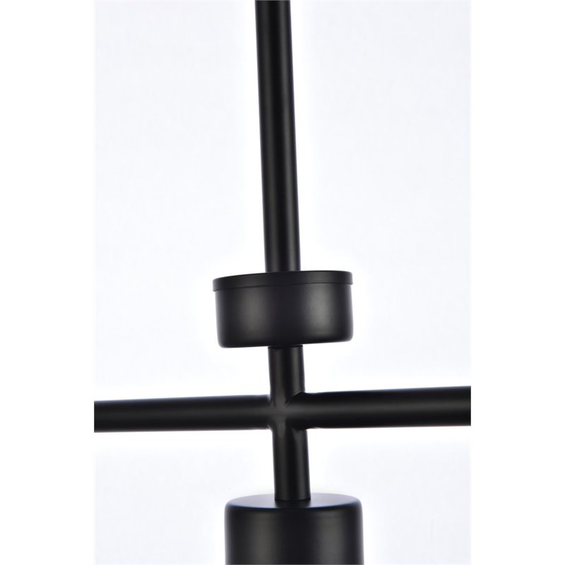 Living District Mera 3-Light Mid-Century Metal Pendant in Black and Clear