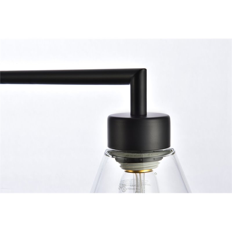 Living District Mera 3-Light Mid-Century Metal Pendant in Black and Clear