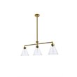 Living District Mera 3-Light Mid-Century Metal Pendant in Brass and Clear