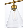 Living District Mera 3-Light Mid-Century Metal Pendant in Brass and Clear