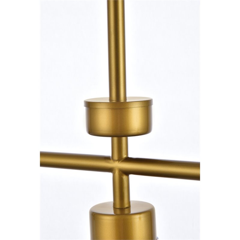 Living District Mera 3-Light Mid-Century Metal Pendant in Brass and Clear