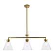 Living District Mera 3-Light Mid-Century Metal Pendant in Brass and Clear