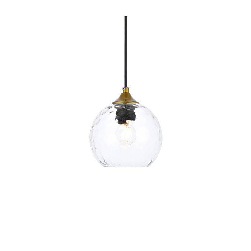 Living District Cashel 1-Light Mid-Century Metal Pendant in Brass/Clear Finish