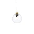 Living District Cashel 1-Light Mid-Century Metal Pendant in Brass/Clear Finish