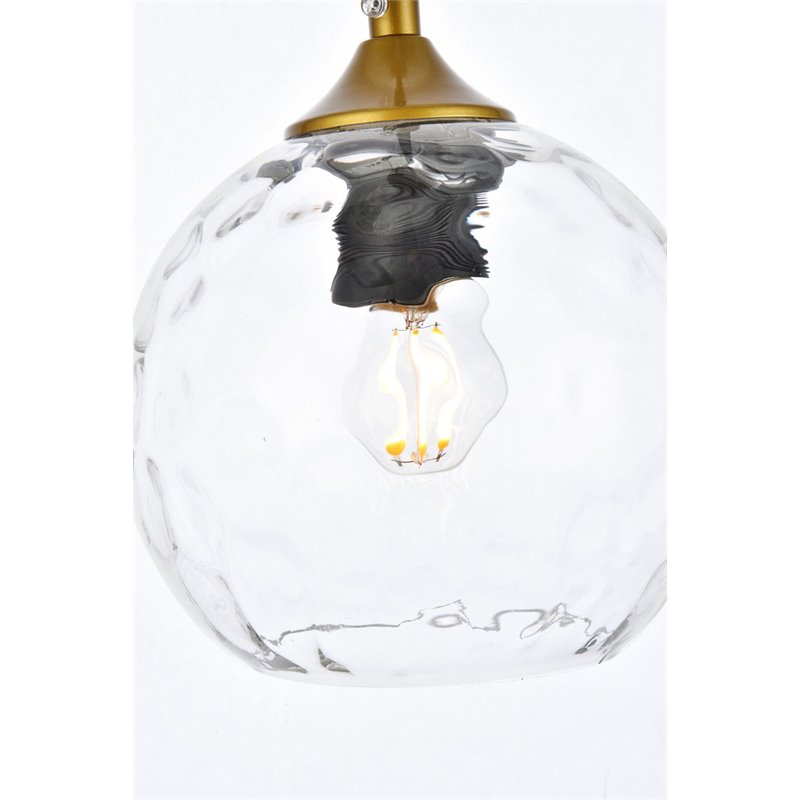 Living District Cashel 1-Light Mid-Century Metal Pendant in Brass/Clear Finish