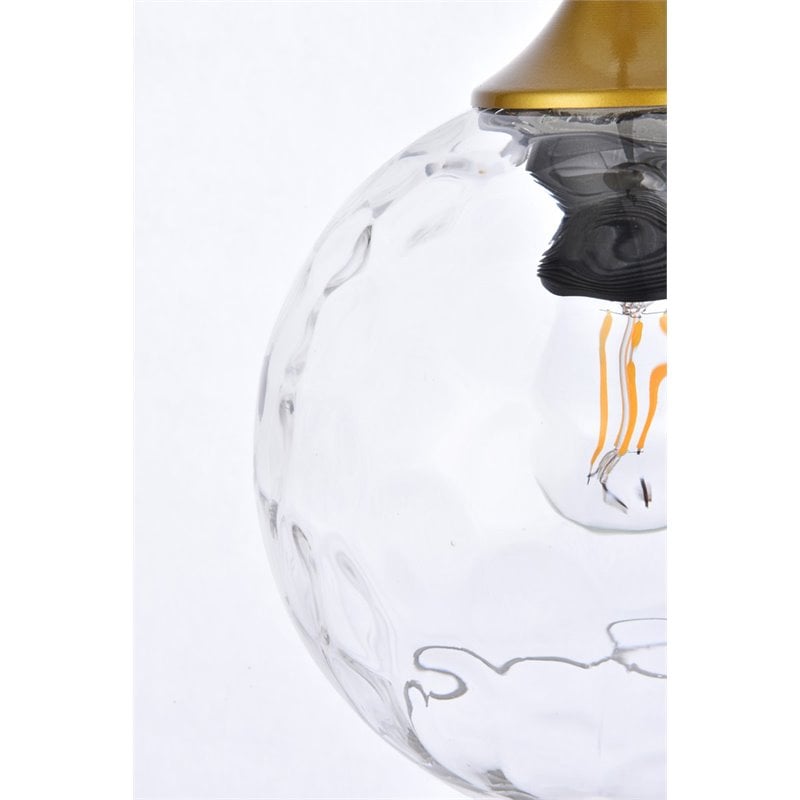 Living District Cashel 1-Light Mid-Century Metal Pendant in Brass/Clear Finish