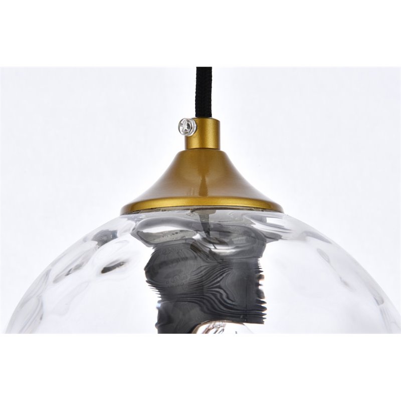 Living District Cashel 1-Light Mid-Century Metal Pendant in Brass/Clear Finish