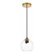 Living District Cashel 1-Light Mid-Century Metal Pendant in Brass/Clear Finish
