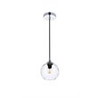 Living District Cashel 1-Light Mid-Century Metal Pendant in Chrome/Clear