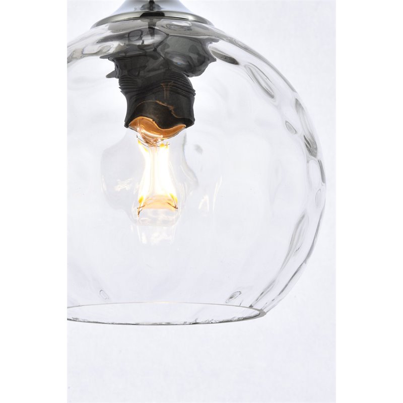 Living District Cashel 1-Light Mid-Century Metal Pendant in Chrome/Clear