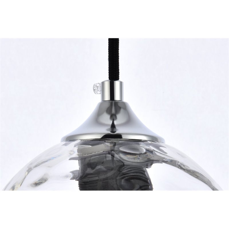 Living District Cashel 1-Light Mid-Century Metal Pendant in Chrome/Clear