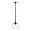Living District Cashel 1-Light Mid-Century Metal Pendant in Chrome/Clear
