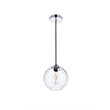 Living District Cashel 1-Light Mid-Century Metal Pendant in Chrome/Clear Finish