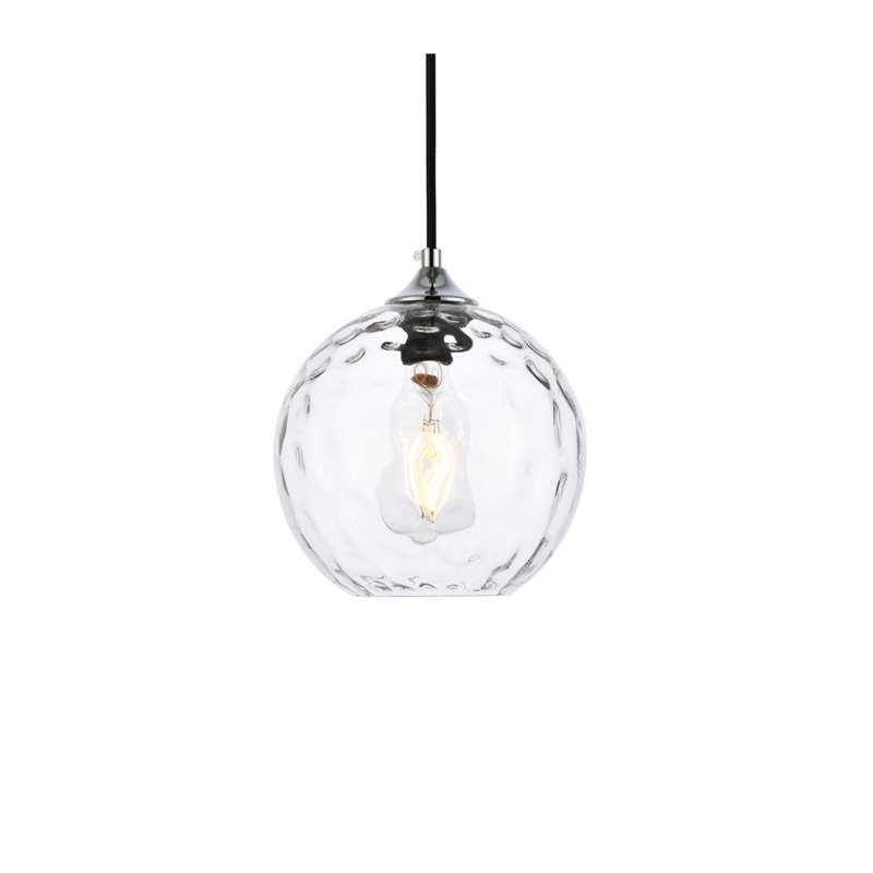 Living District Cashel 1-Light Mid-Century Metal Pendant in Chrome/Clear Finish