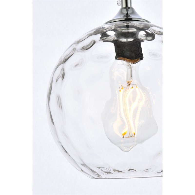 Living District Cashel 1-Light Mid-Century Metal Pendant in Chrome/Clear Finish