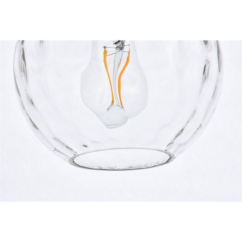 Living District Cashel 1-Light Mid-Century Metal Pendant in Chrome/Clear Finish