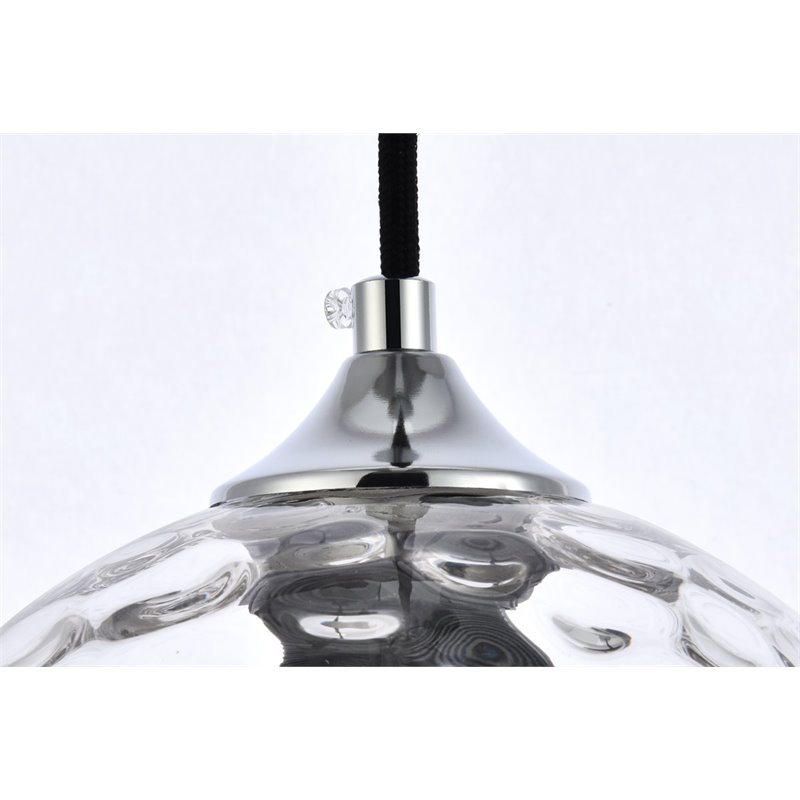 Living District Cashel 1-Light Mid-Century Metal Pendant in Chrome/Clear Finish