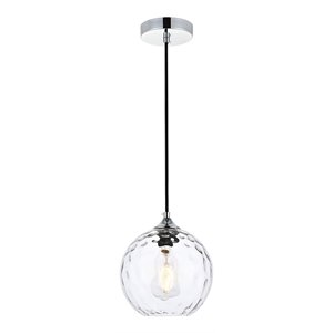 Living District Cashel 1-Light Mid-Century Metal Pendant in Chrome/Clear Finish
