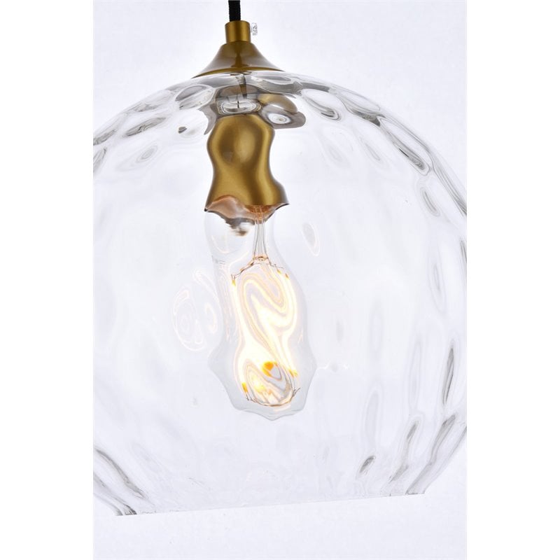 Living District Cashel 1-Light Mid-Century Metal Pendant in Brass and Clear