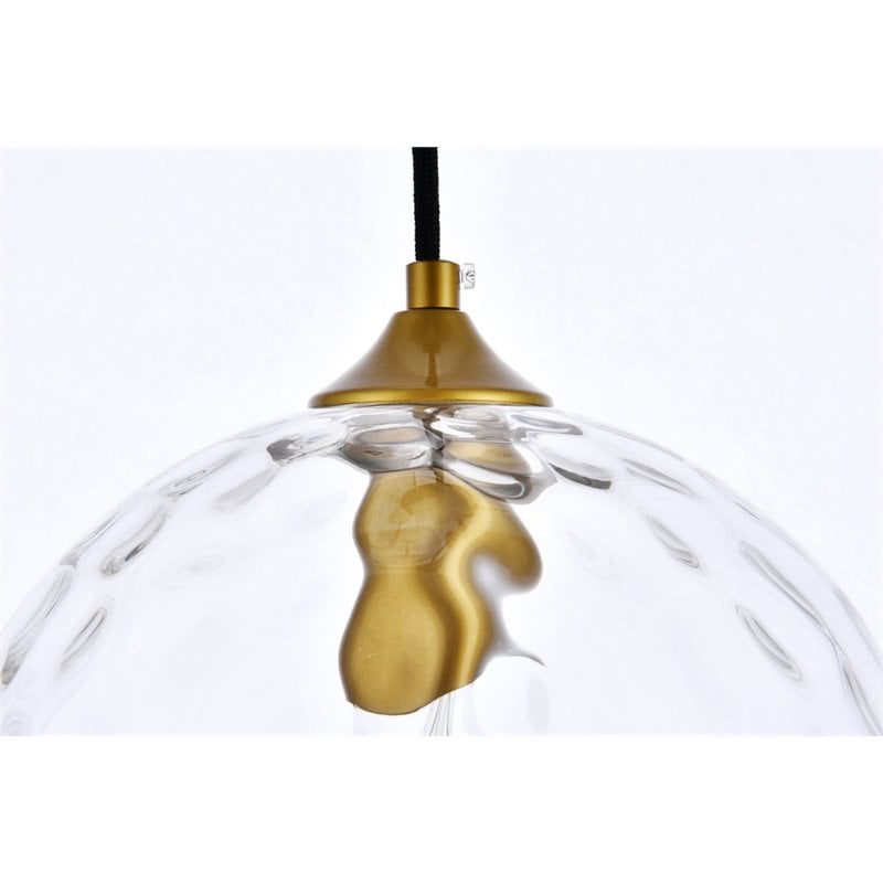 Living District Cashel 1-Light Mid-Century Metal Pendant in Brass and Clear