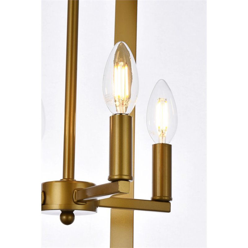 Living District Hoffman 4-Light Mid-Century Metal Pendant in Brass