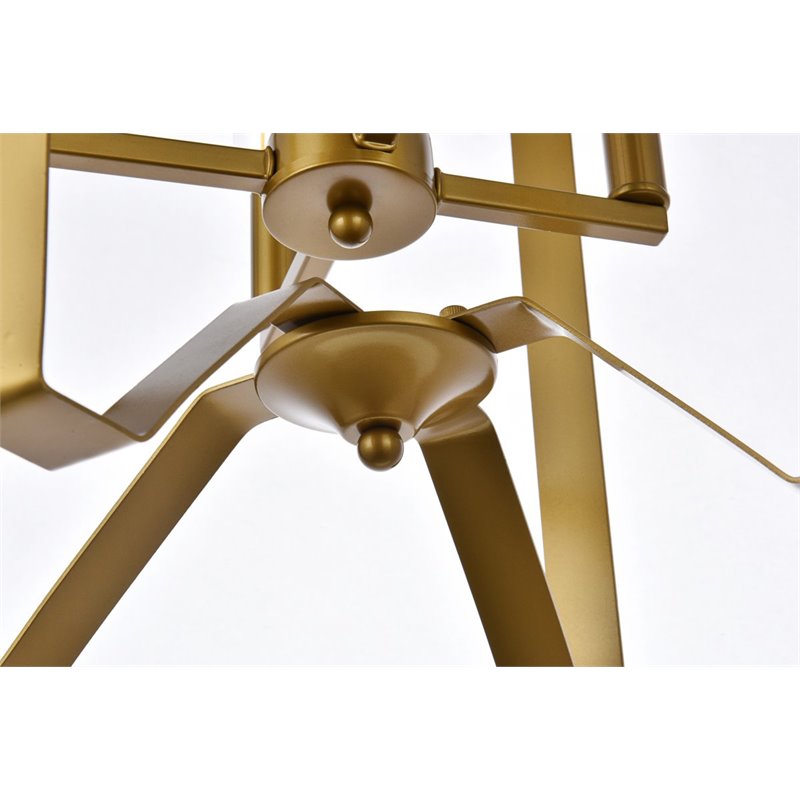Living District Hoffman 4-Light Mid-Century Metal Pendant in Brass