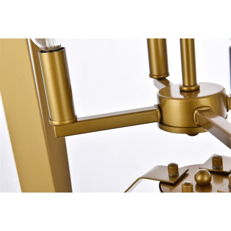 Living District Hoffman 4-Light Mid-Century Metal Pendant in Brass