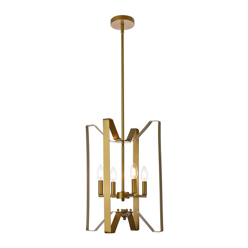 Living District Hoffman 4-Light Mid-Century Metal Pendant in Brass