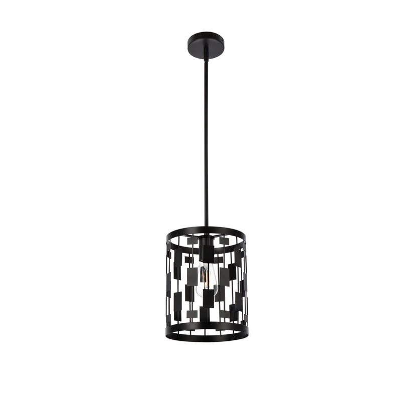 Living District Levante 1-Light Mid-Century Metal Pendant in Black Finish