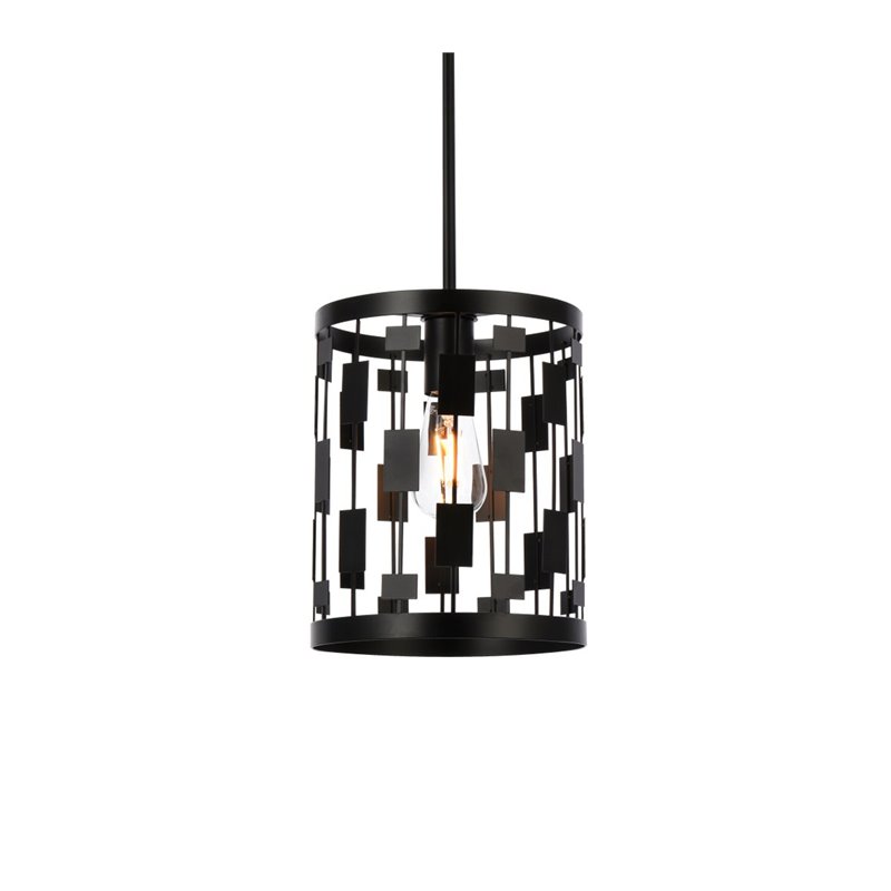 Living District Levante 1-Light Mid-Century Metal Pendant in Black Finish