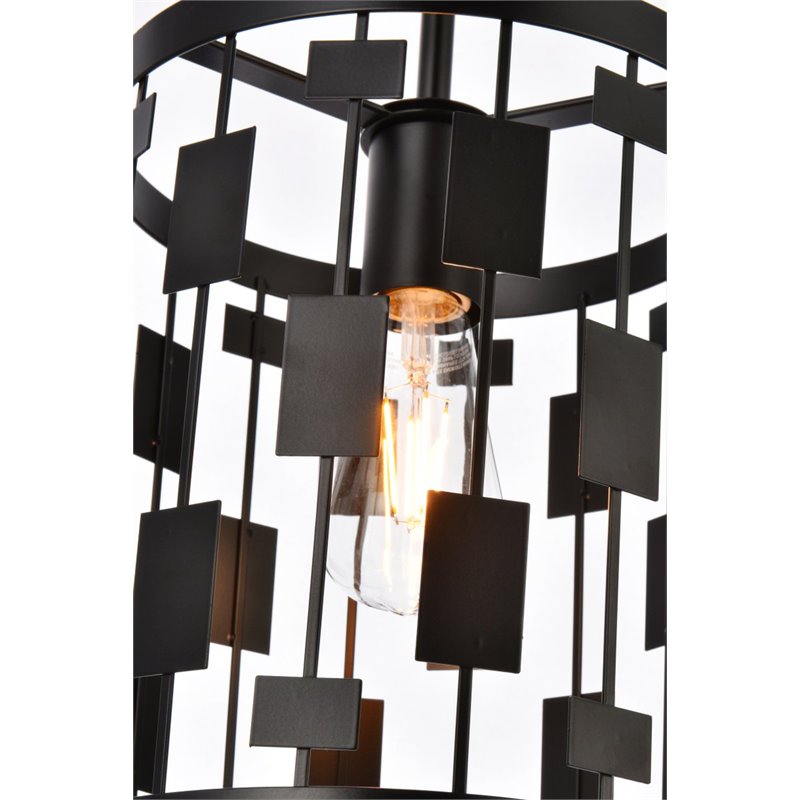 Living District Levante 1-Light Mid-Century Metal Pendant in Black Finish
