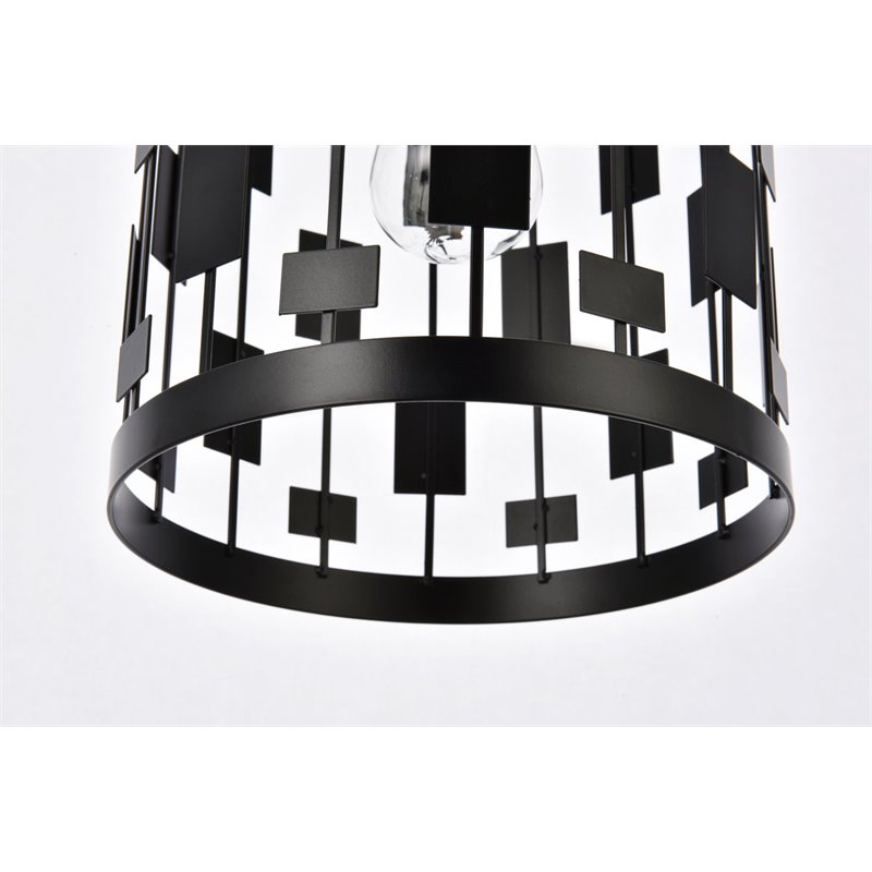 Living District Levante 1-Light Mid-Century Metal Pendant in Black Finish