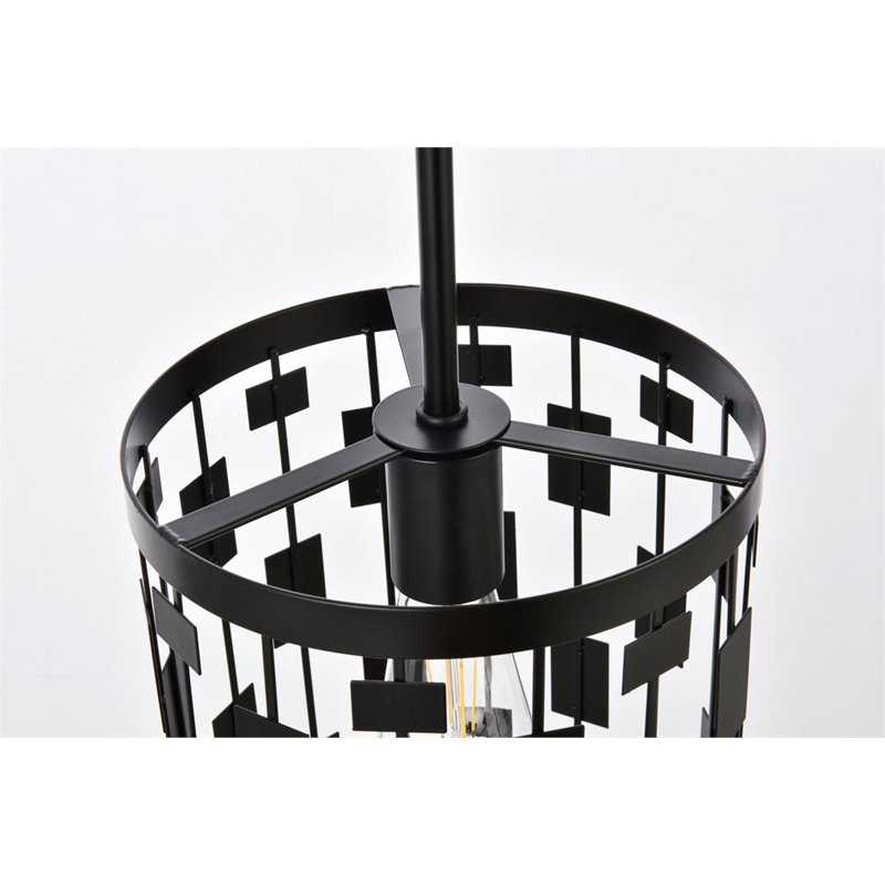 Living District Levante 1-Light Mid-Century Metal Pendant in Black Finish