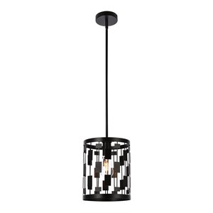 Living District Levante 1-Light Mid-Century Metal Pendant in Black Finish